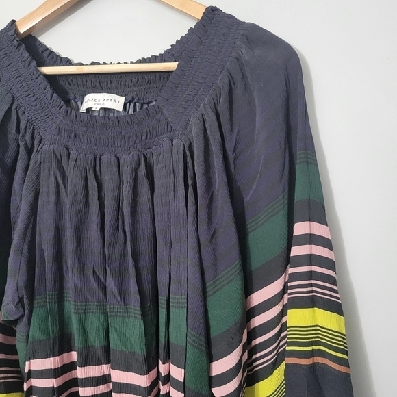 Apiece Apart Silk Striped Puff Sleeve Blouse - Picture 4 of 11
